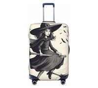 EdsfFehs Funda para maleta con estampado de bruja voladora de Halloween, lavable, ligera, a la moda para una fácil identificación, Black, XL