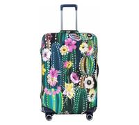 EdsfFehs Funda para maleta con estampado de cactus florecientes, lavable, ligera, a la moda para una fácil identificación, Black, S
