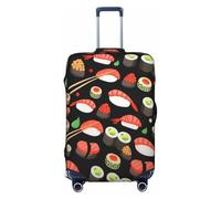 EdsfFehs Funda para maleta con estampado de camarones de sushi japonés, lavable, ligera, a la moda para una fácil identificación, Black, M