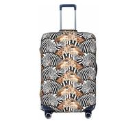 EdsfFehs Funda para maleta con estampado de cebra y jirafa, lavable, ligera, a la moda para una fácil identificación, Black, S