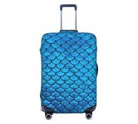 EdsfFehs Funda para maleta con estampado de escamas de peces azules, lavable, ligera, a la moda para una fácil identificación, Black, L