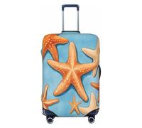 EdsfFehs Funda para maleta con estampado de estrella de mar de fondo azul, lavable, ligera, a la moda para una fácil identificación, Black, L