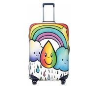 EdsfFehs Funda para maleta con estampado de gotas de lluvia y nubes de arco iris, lavable, ligera, a la moda para una fácil identificación, Black, XL