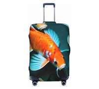 EdsfFehs Funda para maleta con estampado de peces Koi, lavable, ligera, a la moda para una fácil identificación, Black, S