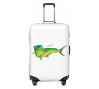 EdsfFehs Funda para maleta con estampado de peces verdes, lavable, ligera, a la moda para una fácil identificación, Black, L