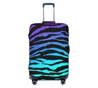 EdsfFehs Funda para maleta con estampado de rayas de cebra de camuflaje morado, azul y verde, lavable, ligera, a la moda para una fácil identificación, Black, M