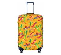 EdsfFehs Funda para maleta con estampado de sombrero de cactus y chile, lavable, ligera, a la moda para una fácil identificación, Black, S