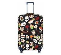 EdsfFehs Funda para maleta con estampado de sushi japonés, lavable, ligera, a la moda para una fácil identificación, Black, M