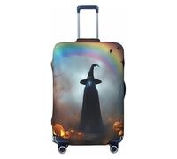 EdsfFehs Funda para maleta, diseño de fantasma, sombrero de bruja, arañas, arcoíris, para Halloween, lavable, ligera, a la moda para una fácil identificación, Black, S