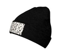 EdsfFehs Gorro de punto con estampado de huesos y huellas para hombres y mujeres, gorra elástica casual cálida, Negro, Talla única
