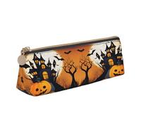 EdsfFehs Happy-Halloween-Vector 1 - Estuche de piel con estampado triangular, bolsa de almacenamiento de papelería, moda simple