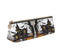 EdsfFehs Happy-Halloween-Vector - Estuche de cuero con estampado de vector, bolsa de almacenamiento de papelería triangular, moda simple