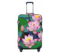 EdsfFehs Hermosa funda de equipaje con estampado de flor de loto, protector de maleta de moda, lavable, resistente a los arañazos, Black, XL