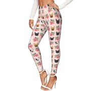 EdsfFehs Leggings elásticos para mujer con estampado de bulldog francés y flores, no se transparentan, Negro, XL