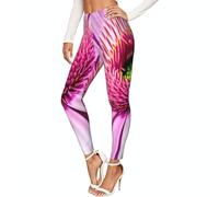 EdsfFehs Leggings elásticos para mujer con estampado de plantas tropicales de flores rosas, no se transparentan, Negro, XL