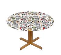 EdsfFehs Mantel redondo con estampado de símbolos de salsa mexicana para interiores y exteriores, cocina, fiesta, patio, boda, 100 cm