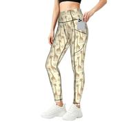 EdsfFehs Pantalones de yoga para mujer con estampado de jirafas dibujadas a mano, con bolsillos, no se transparentan, elásticos, para entrenamiento, Negro, 4XL