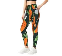 EdsfFehs Pantalones de yoga para mujer con estampado de zanahoria feliz sin costuras, con bolsillos, no se transparentan, elásticos, para entrenamiento, Negro, S