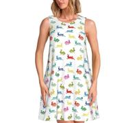 EdsfFehs Rabbits in Different Poses Jumping Running - Vestido sin mangas para mujer, vestido casual de playa con bolsillos, Negro, 3XL