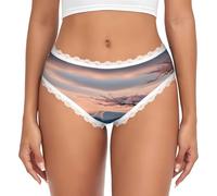 EdsfFehs Ropa interior de encaje con estampado de paisaje Fuji Japón para mujer, cómodos y transpirables para uso diario, blanco, S