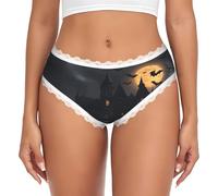 EdsfFehs Ropa interior de encaje con estampado gótico de Halloween para mujer, ropa interior cómoda y transpirable para uso diario, blanco, M