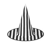EdsfFehs Sombrero de Halloween con estampado de rayas blancas y negras, divertido sombrero de mago de ala ancha, suministros plegables para festivales