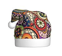 EdsfFehs Sombrero de Navidad con estampado floral de círculos étnicos, sombreros de vacaciones para Año Nuevo, fiesta de Navidad, decoraciones de cosplay