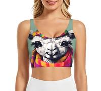 EdsfFehs Sujetador deportivo con estampado de llama en una bufanda para mujer con almohadillas extraíbles para gimnasio, correr, yoga, Negro, XL