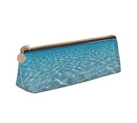 EdsfFehs Tranquil - Estuche de piel con estampado de agua, bolsa de almacenamiento triangular para papelería, moda simple