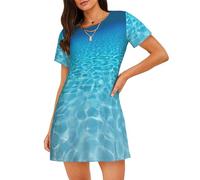 EdsfFehs Tranquil Underwater Scenery - Camisón de manga corta para mujer, ajuste holgado, cómodo y transpirable, Negro, L