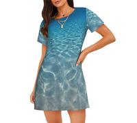 EdsfFehs Tranquil Water Print - Camisón de manga corta para mujer, cómodo y transpirable, Negro, L