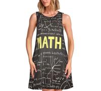 EdsfFehs Vestido sin mangas con estampado de matemáticas para mujer, vestido casual de playa con bolsillos, Negro, 3XL