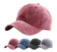 EDTON Gorra De Béisbol Mujer Gorra De Béisbol Al Aire Libre Clásico Ajustable Planit Sombrero Deportes Ocio Gorra De Verano Sombrero para El Sol Deportes Viajes Gorras,Vino Tinto Lavado