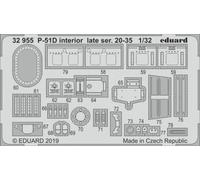 Eduard Accessories 32955-1 :3 2 P-51D Interior Late Ser. 20-35 F.Tamiya - Nuevo