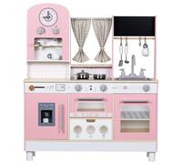 EDUBEBO Juego de Cocina para niños, Cocina de Madera Ajustable, Viene con Varios Accesorios de Cocina, Regalo Ideal para niños de 3 a 8 años (Rosa)