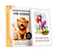 Edubini 48 tarjetas de afirmación para niños - Manejo de sentimientos, aprender con tarjetas de sentimientos para niños [pedagógicamente valioso] - tarjetas de atención plena, tarjetas de mutuo