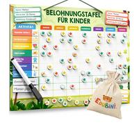 Edubini Pizarra de recompensas para niños - [100 tareas + 350 imanes] - Sistema de recompensas por responsabilidad - Pizarra magnética Montessori planificador semanal para niños, ayuda para el TDAH, i