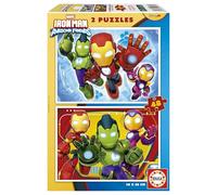 Educa - 2 Puzzles de cartón con 48 Piezas con imágenes de Iron Man and His Awesome Friends | Diversión por Partida Doble | Recomendados a Partir de 3 4 5 6 años (20345)