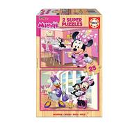 Educa - 2 Puzzles Infantiles de Madera 25 Piezas | Minnie Ayudantes Felices. Recomendado para 3 4 y 5 años (17625)