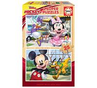 Educa - 2 Puzzles Infantiles de Madera con 25 Piezas Mouse Disney Mickey and Friends. Recomendado para 3, 4 y 5 años (18876)