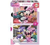 Educa - 2x20 Minnie, 2 Puzzles de cartón con 20 Piezas, diversión por Partida Doble, Medida aproximada de Cada Puzzle: 28 x 20 cm, A Partir de 3 años (19297)