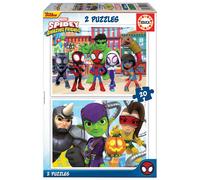 Educa - 2x20 Spidey & His Amazing Friends, 2 Puzzles de cartón con 20 Piezas, di
