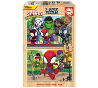 Educa - 2x25 Spidey & His Amazing Friends, 2 Puzzles de Madera ecológica Resistente con 25 Piezas Cada uno, diversión por Partida Doble, Medidas: 26 x 18 cm, A Partir de 3 años (19289)