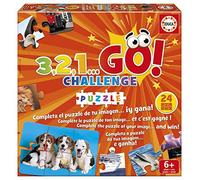 Educa - 3,2,1, GO Challenge Puzzle, Si Eres ágil y rápido no te costará Nada ser el Primero, Incluye 24 Puzzles de 6 Piezas, De 2 a 5 Jugadores, + 6 años (19390)