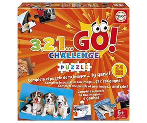Educa - 3,2,1, GO Challenge Puzzle, Si Eres ágil y rápido no te costará Nada ser el Primero, Incluye 24 Puzzles de 6 Piezas, De 2 a 5 Jugadores, + 6 años (19390)