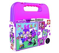 Educa - 4 puzzles infantiles minnie ayudantes felices - maleta con 4 p