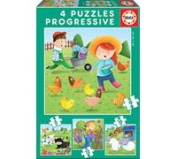 Educa Borrás Puzzle Animales de la Granja — 4 puzzles progresivos (6-9-12-16 piezas) (17145)