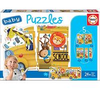 Educa - Baby Puzzles Bus de Animalitos, Set de 5 Puzzles Infantiles Progresivos de 3 a 5 Piezas, a Partir de 24 Meses (17575)