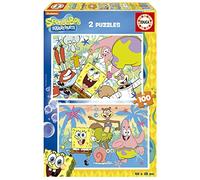 Educa - Bob Esponja 2x100, 2 Puzzles de cartón con 100 Piezas Cada uno, diversión por Partida Doble, Medida aproximada de Cada Puzzle: 40 x 28 cm, A Partir de 6 años (19389)
