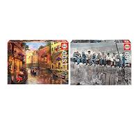 Educa Borras Genuine Puzzles, Puzzle 1.500 Piezas, Atardecer En Venecia (17124) + Almuerzo En Nueva York Puzzle, 1500 Piezas, Multicolor (16009)